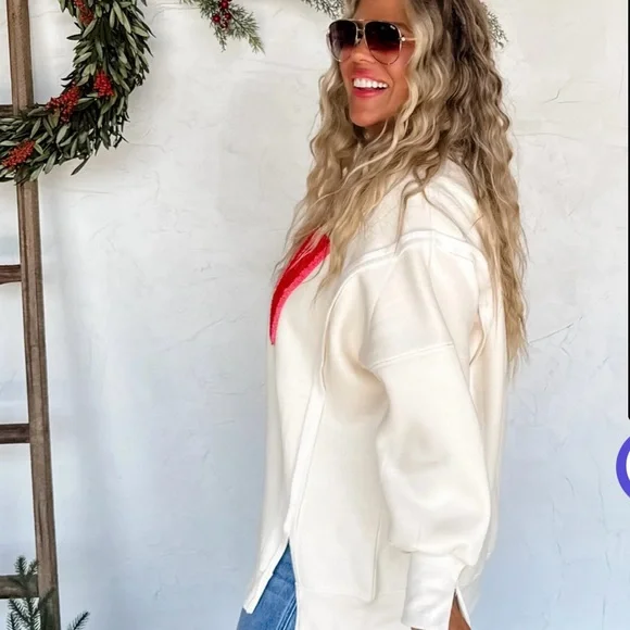 Blakeley Cream Sweatshirt with Red 'JOY' - Picture 3 of 3